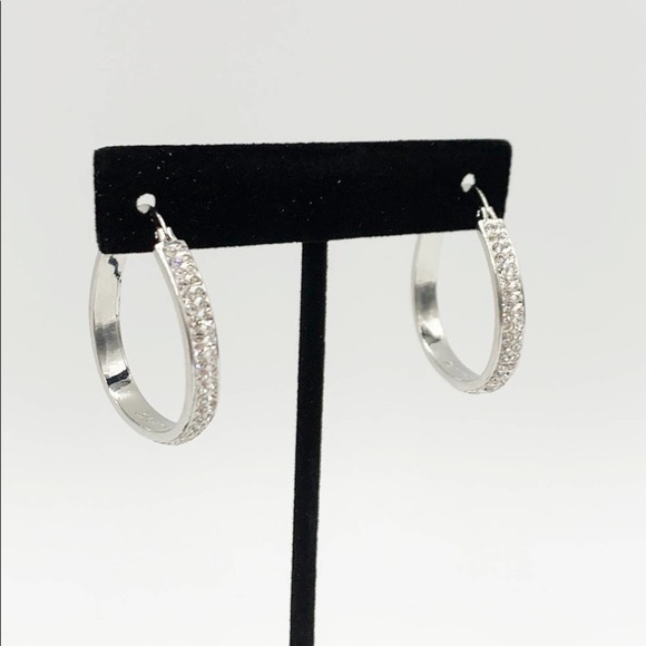 Swarovski Crystal Fine Silver Plated Hoop Earrings - Picture 1 of 5